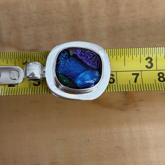Vintage Dichroic Pendant Sterling Silver Blue Purple Glass Vintage - Picture 3 of 8
